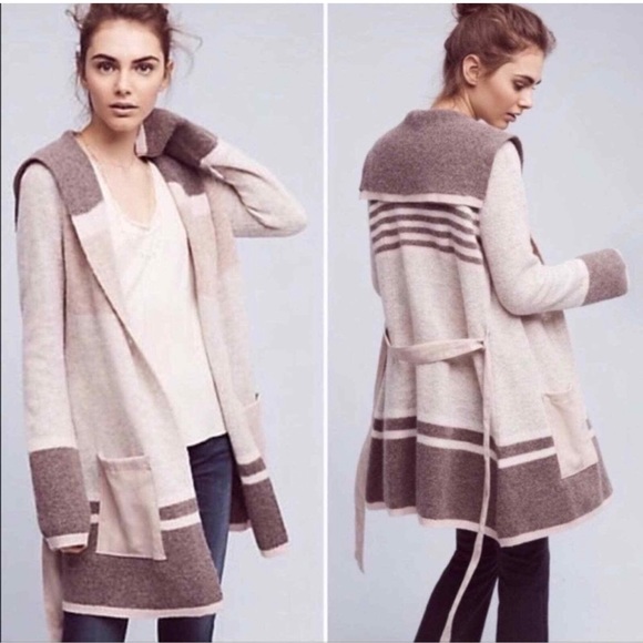 Anthropologie Sweaters - Anthropologie Angel of the North Gray Brown Wool Cardigan Sweater Large
